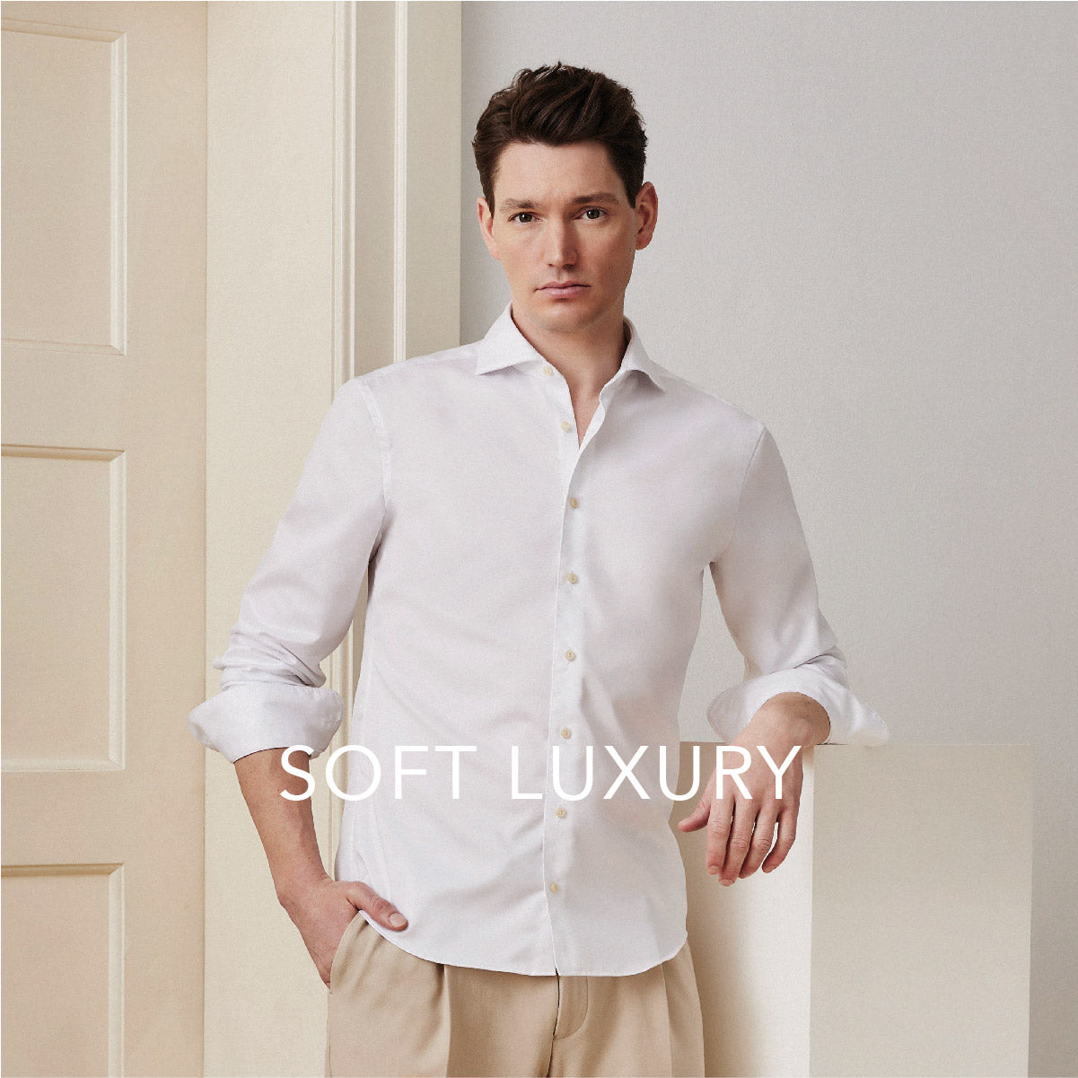 Camicia Uomo ETERNA Slim Fit Mezza Manica – Bianco Taglia 44