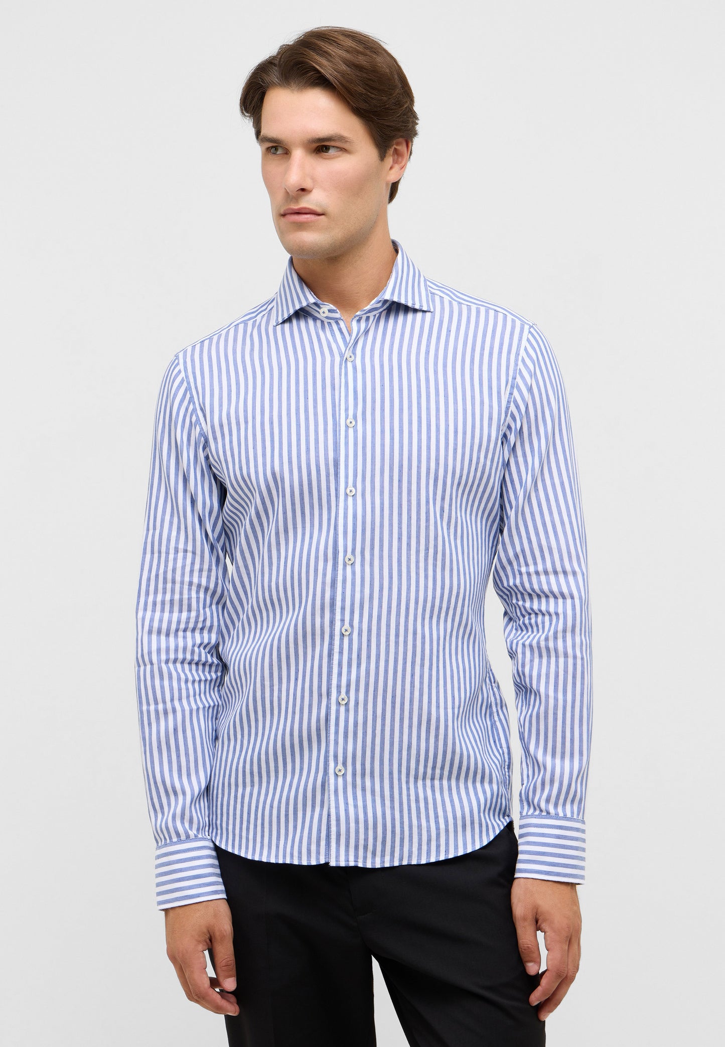 Soft Tailoring Striped Cotton/Linen Slim Fit