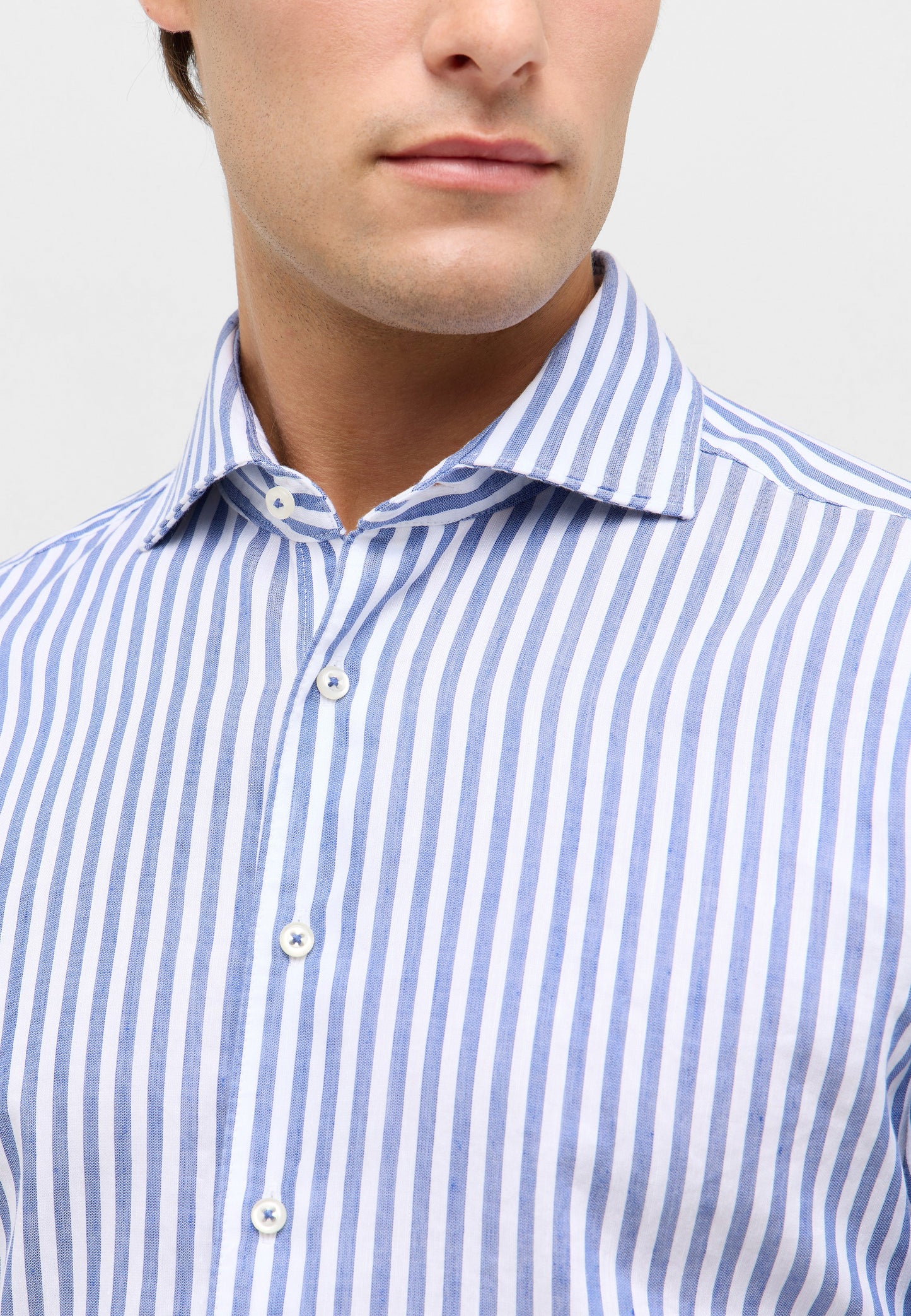 Soft Tailoring Striped Cotton/Linen Slim Fit