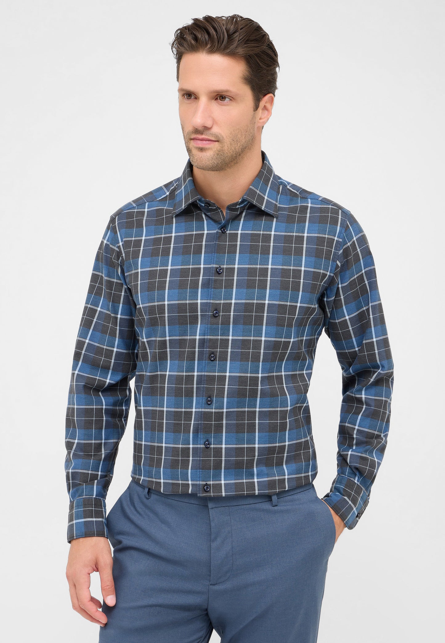 Soft Tailoring Plaid Twill Modern Fit