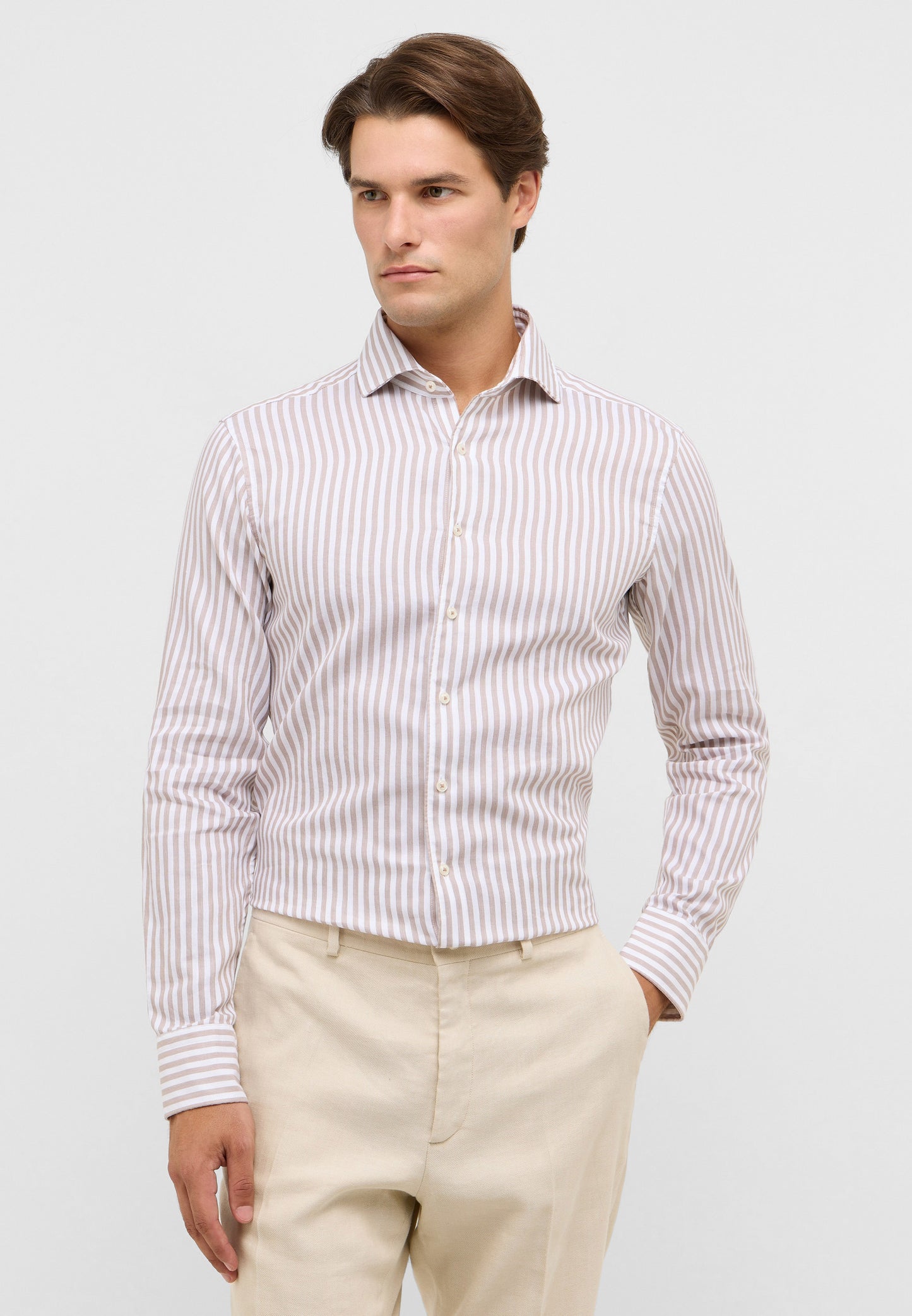 Soft Tailoring Striped Cotton/Linen Slim Fit