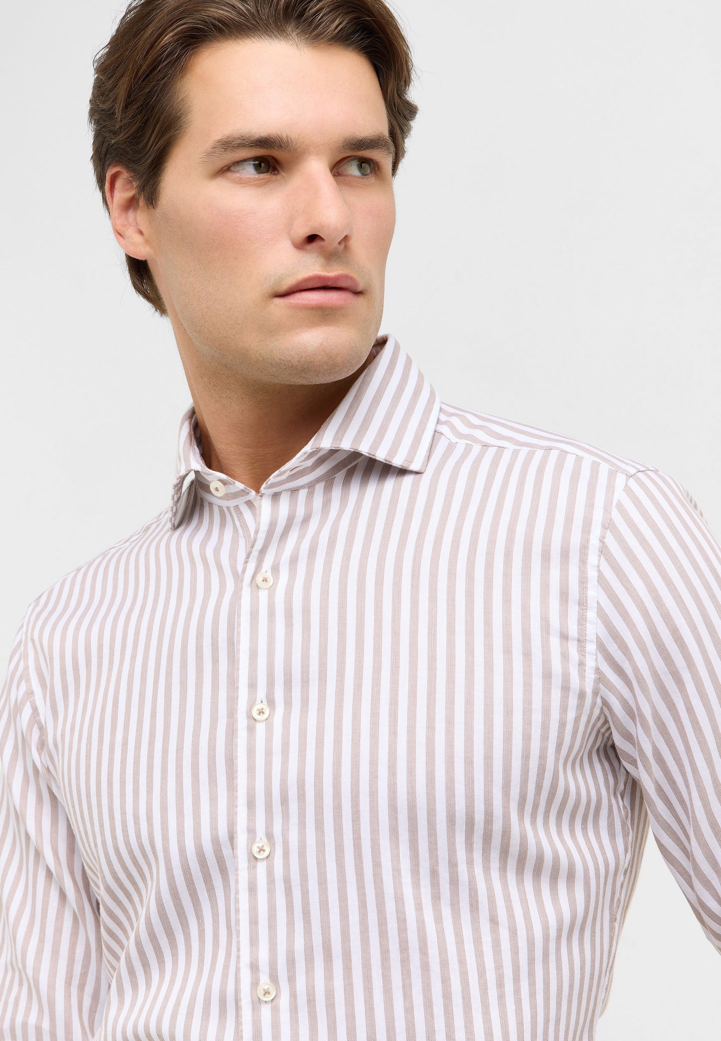 Soft Tailoring Striped Cotton/Linen Slim Fit