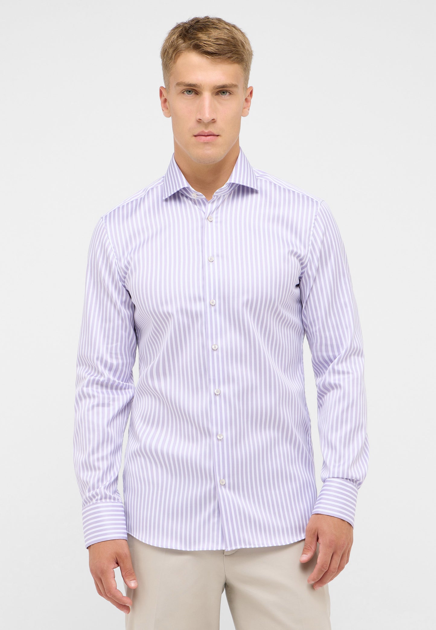 Striped Satin Weave Slim Fit