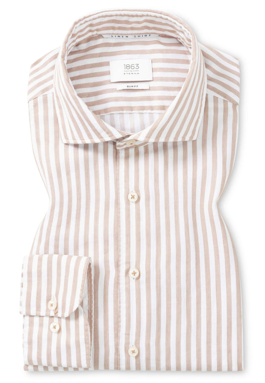 Soft Tailoring Striped Cotton/Linen Slim Fit