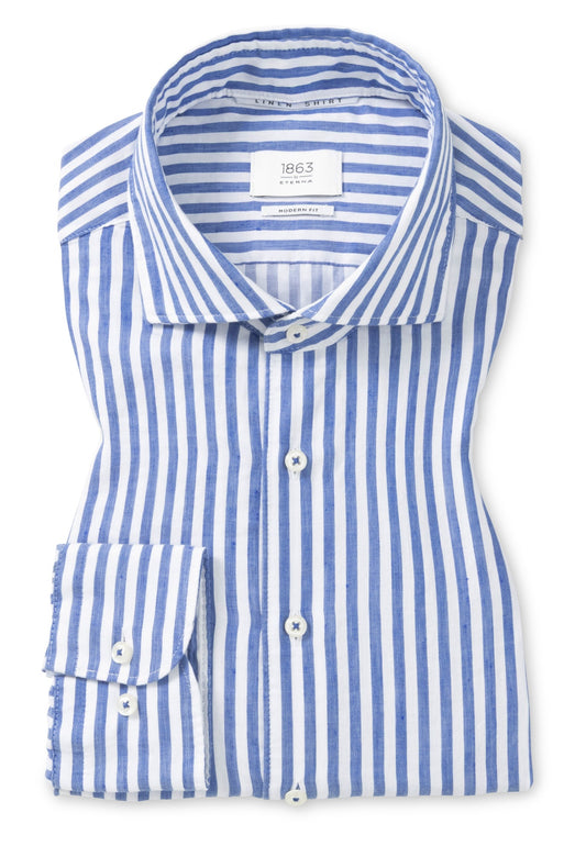 Soft Tailoring Striped Cotton/Linen Modern Fit