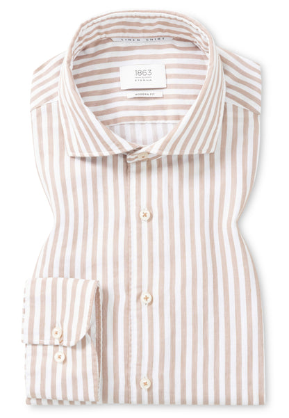 Soft Tailoring Striped Cotton/Linen Modern Fit