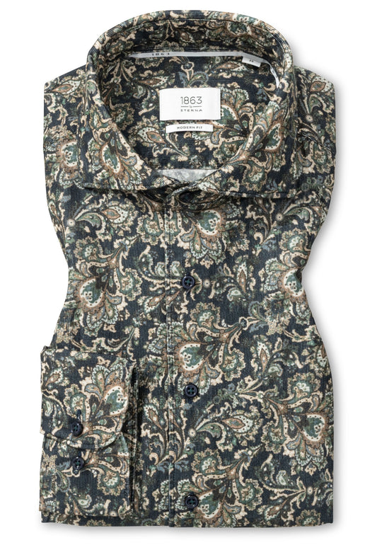 Soft Tailoring Printed Micro Cord Modern Fit